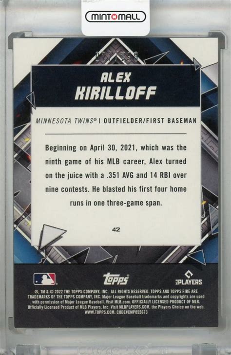 ミントモール Mint 浦和店 2022 Topps Fire Minnesota Twins Alex Kirilloff Base