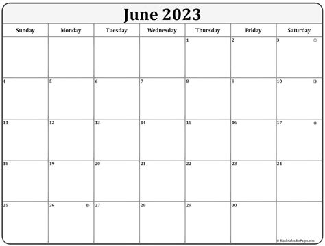 June 2023 Lunar Calendar | Moon Phase Calendar