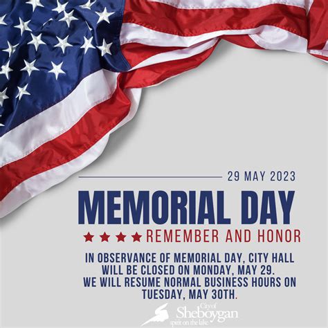 City Hall Closed Memorial Day May 29 2023