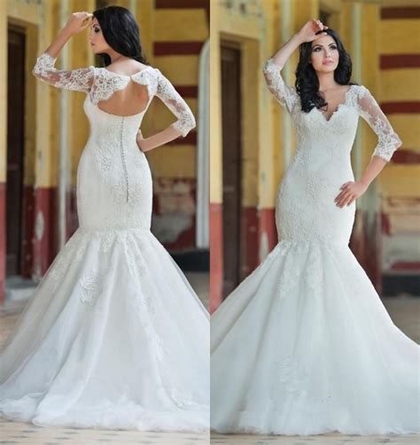 Princess Lace Mermaid Style Wedding Dresses 2016 Plus Size Illusion