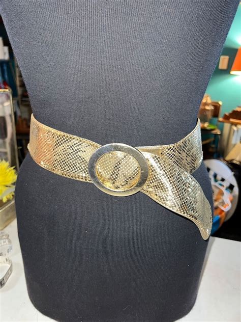 Vintage Whiting And Davis Belt Gold Mesh Metal Belt Gem