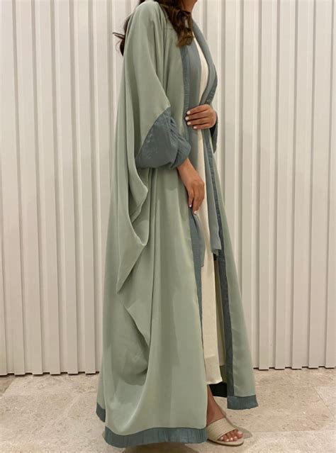 Green Abaya Sage Green Abaya With A Darker Trimmings Comes With A