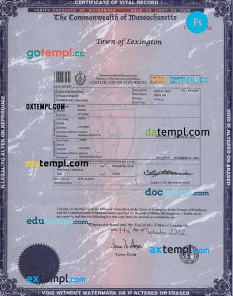 Usa Nevada State Birth Certificate Template In Psd Format Fully Editable By Doctempl Jun