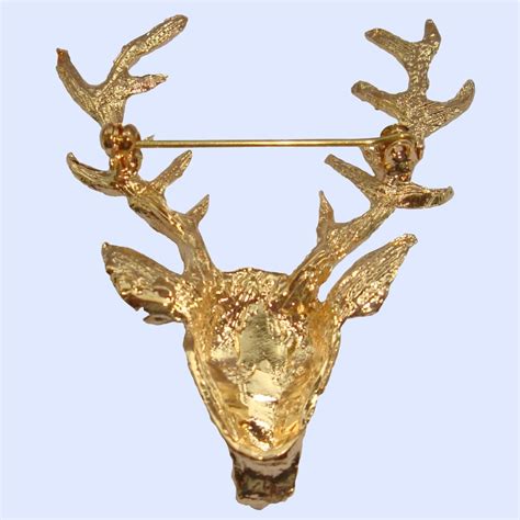 Stag Gold Brooch Lapel Pin Bassin And Brown Bassin And Brown