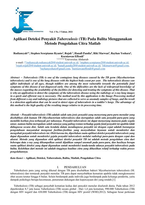 Pdf Aplikasi Deteksi Penyakit Tuberculosis Tb Pada Balita