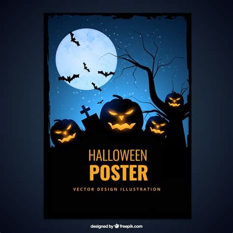 Halloween Poster With Creepy Pumpkin Free Vector