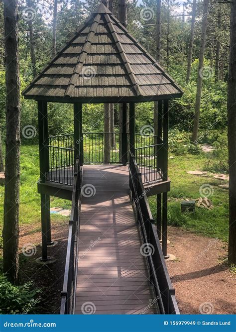 Small Treehouse at Monk Botanical Garden in Wausau, Wisconsin Stock