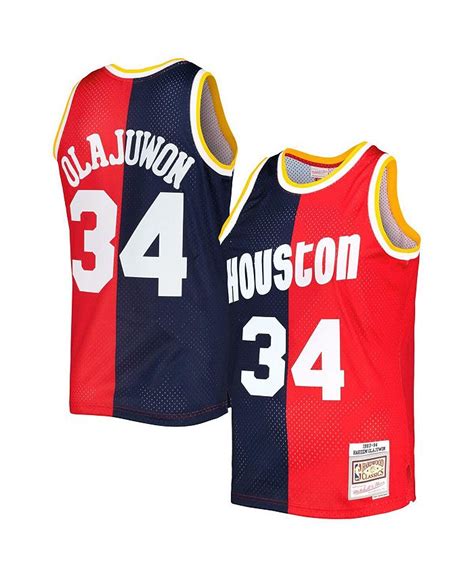 Mitchell And Ness Mens Hakeem Olajuwon Navy Red Houston Rockets