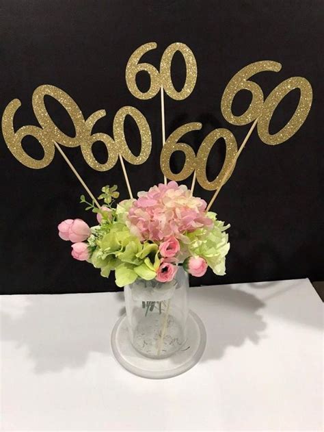 60th Birthday Decoration 60th Birthday Centerpiece Sticks Glitter