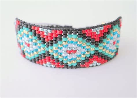 Colorful Beaded Cuff Bracelet Etsy