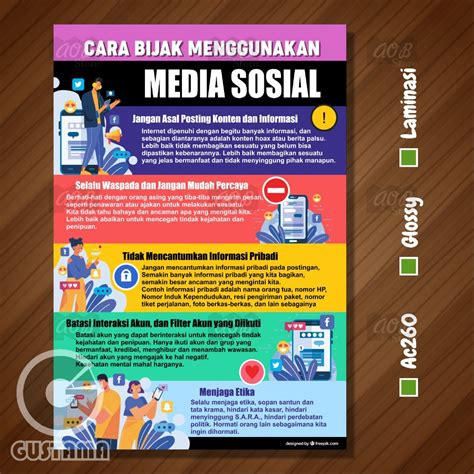 Jual Poster Bijak Menggunakan Media Sosial Laminasi Glossy A3 Shopee