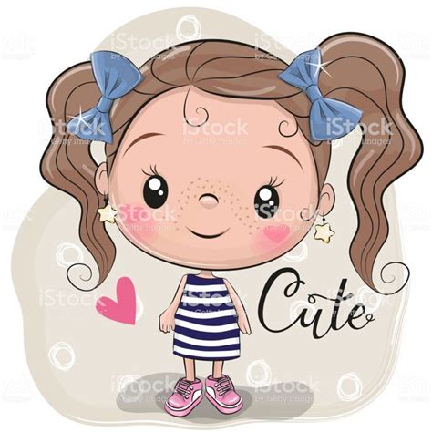 Cute Cartoon Girl on a beige background | Cute cartoon girl, Girl ...