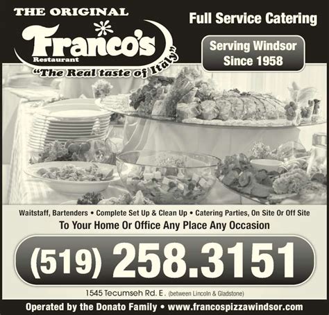 Franco's Restaurant - Menu, Hours & Prices - 1545 Tecumseh Rd E ...