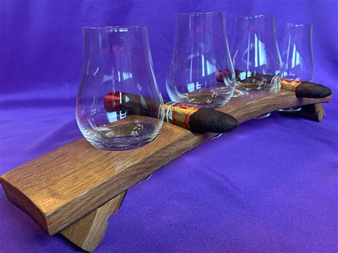 Whiskey Flight Glencairn Glass Cigar Holder Etsy