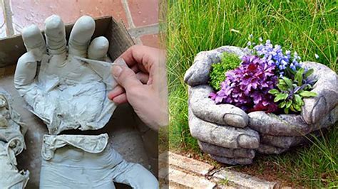 DIY Concrete Hand Planters