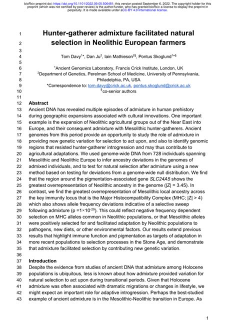 Pdf Hunter Gatherer Admixture Facilitated Natural Selection In