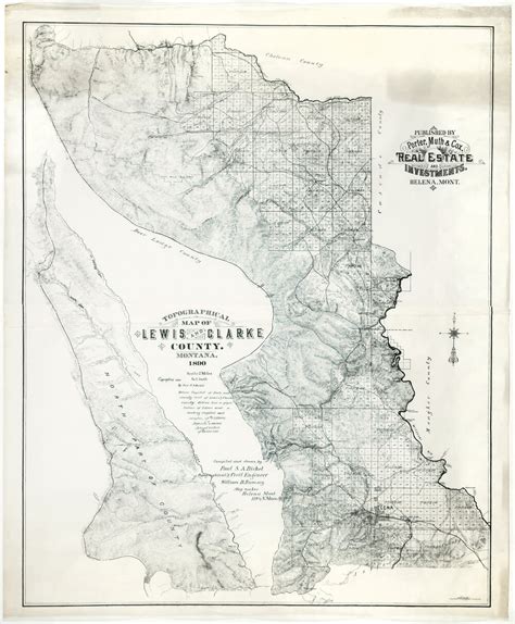 Topographical Map Of Lewis And Clarke County Montana 1890 Montana