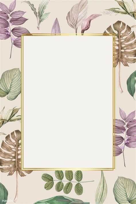 Leafy Golden Rectangle Frame Vector