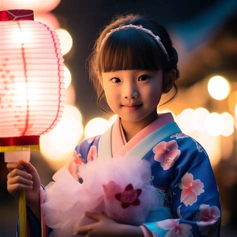 Premium Photo Portrait Of A Cute Asian Girl Wearing Traditional Dress