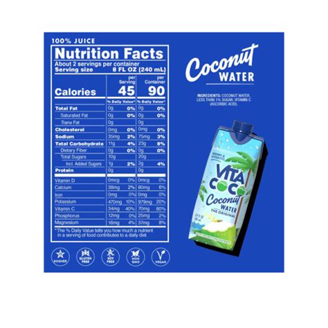 Vita Coconut Water Nutrition Facts