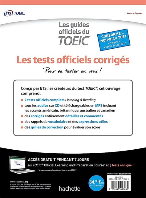 Toeic Les Tests Officiels Corrig S Conforme Au Nouveau Test Toeic