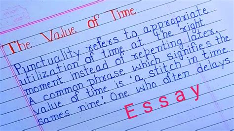 The Value Of Time Essay In English English Essay Writing Youtube