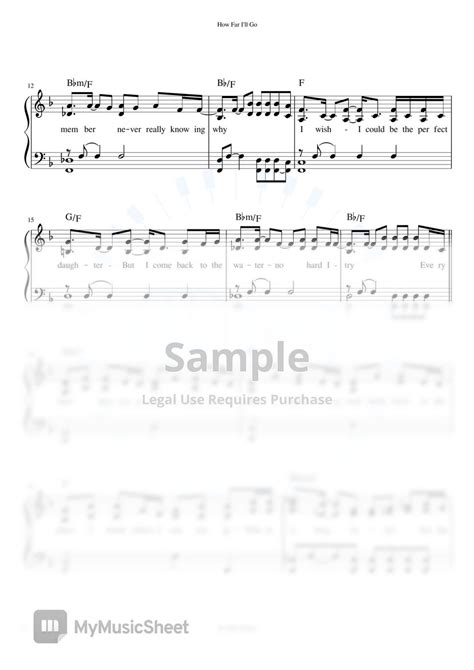 Moana Ost How Far I Ll Go Ost Easy F Key Sheets By Mini Music