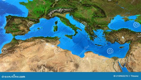 High Resolution Physical Map Of Mediterranean Sea Royalty Free Cartoon