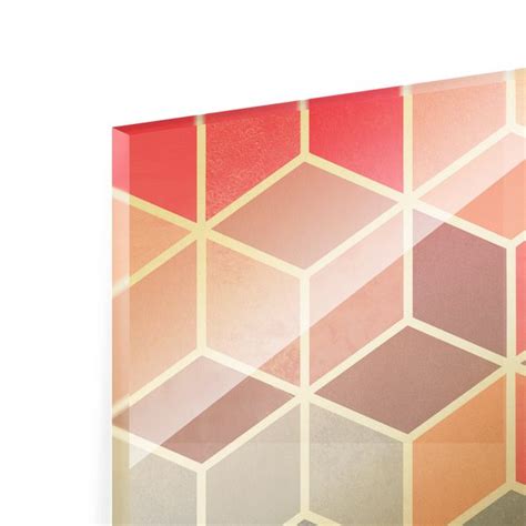 Goldene Geometrie Buntes Pastell Glasbild Im Panoramaformat 5 2