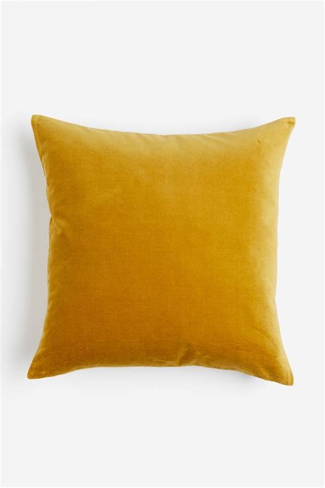 Cotton Velvet Cushion Cover Yellow Home All Handm Gb