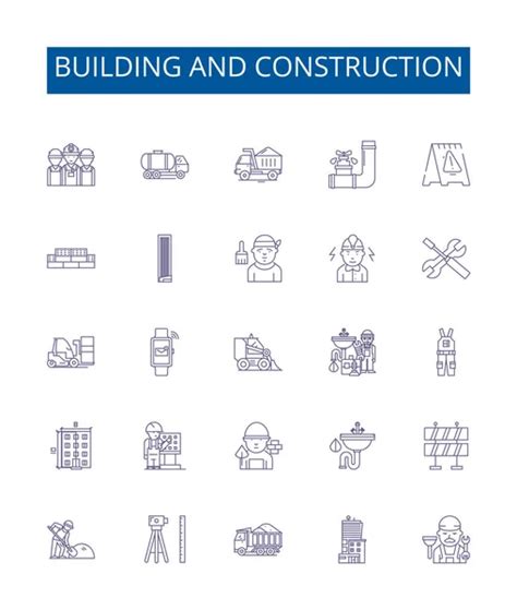 Construction Illustration Thin Line Icons Linear Flat Signs Vector