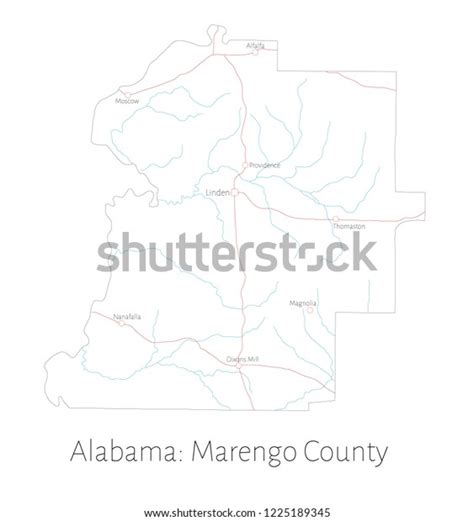 Detailed Map Marengo County Alabama Usa Stock Vector (Royalty Free ...