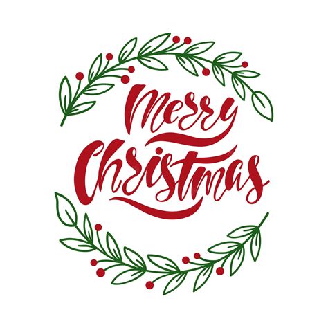 Premium Vector Merry Christmas Hand Lettering Calligraphy With Wreath