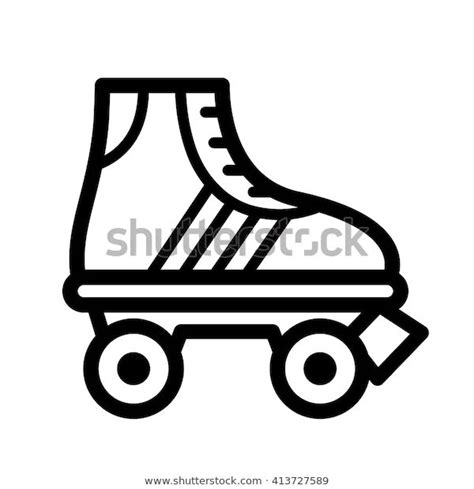 Black Outline Single Roller Skate Cartoon Stock Vector Royalty Free