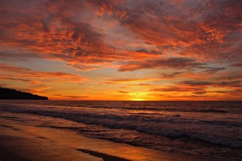 Fiery Sunset At Torrance Beach Los Angeles California Stock Photo