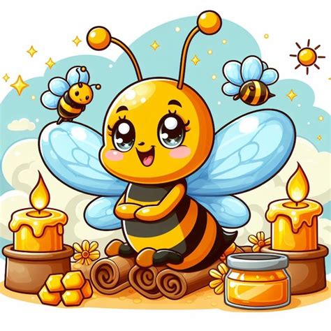 Cute Honey Bee Vector Illustration De Dessin Animé Vecteur Premium