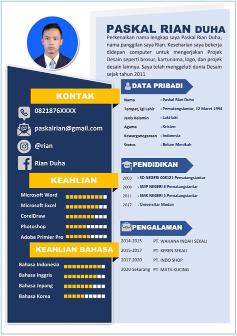 Curriculum Vitae Contoh Cv Pdf Contoh Cv Lowongan Kerja Contoh Cv