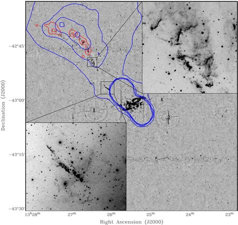 Centaurus A in Hα emission with radio and X-ray contours Widefield Hα ...