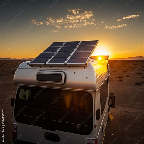 Camper van with solar panels. Generative AI. Stock Illustration | Adobe ...