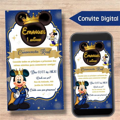 Convite Digital Mickey Realeza Elo Produtos Especiais