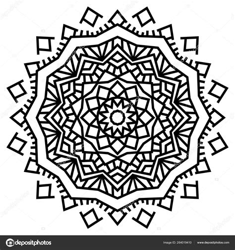 Geometric Mandalas Coloring Book Page Zigzag Ornament Element Design