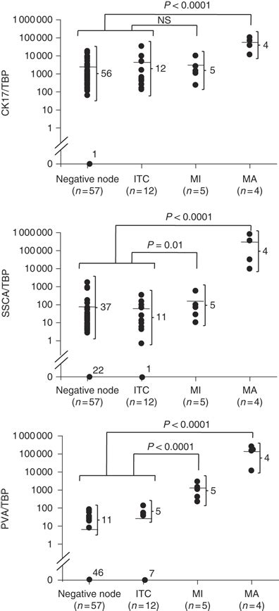 Absolute Rtpcr Quantification Of Ck17 Scca And Pva Mrna In 78 Slns