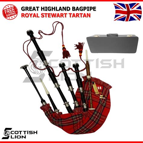 Full Size Scottish Rosewood Bagpipes With Chanter Silver Mounts And Free