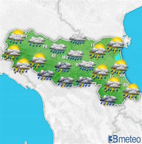 METEO EMILIA ROMAGNA venerdì con piogge e temporali anche forti 3B Meteo