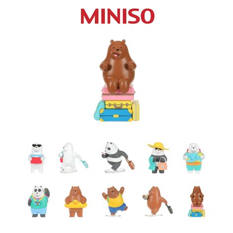 Miniso We Bare Bears Go To Travel Figure Blind Box Secret Box Action