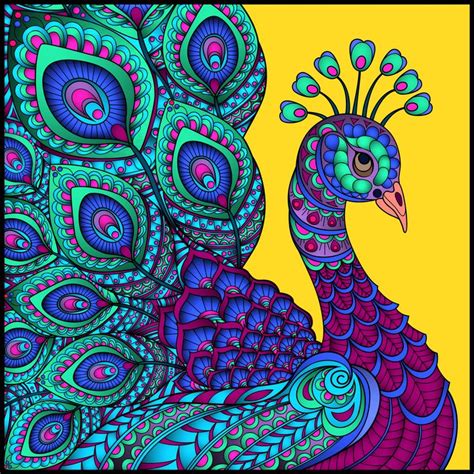 Pin On Peacock Coloring Book Art Mandala Art Lesson Mini Canvas Art