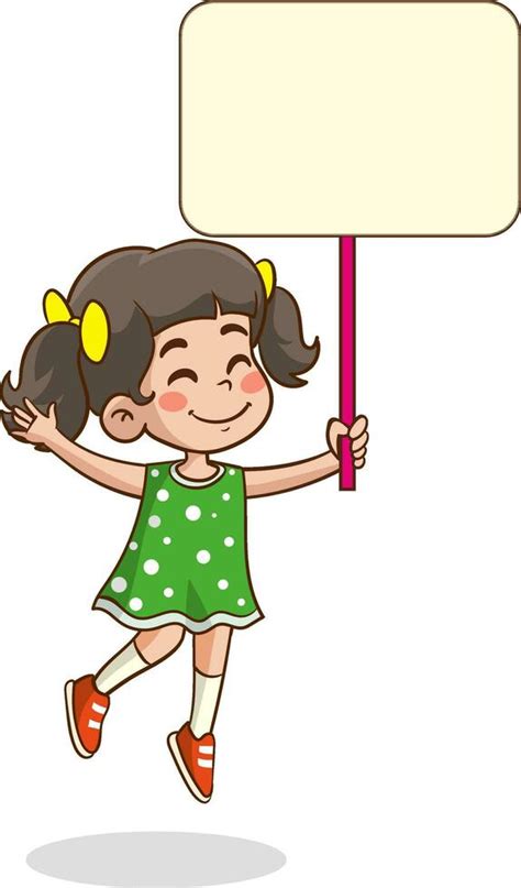 little Funny Children Holding Blank Placard vector 24644215 Vector Art ...