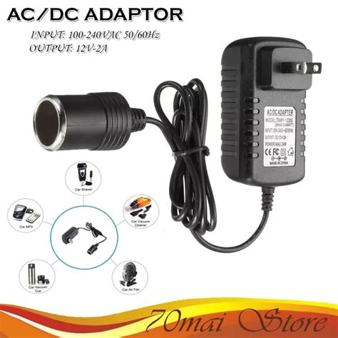 Ac To Dc Converter 2a Car Cigarettelighter Socket 110 240v To 12v Acdc