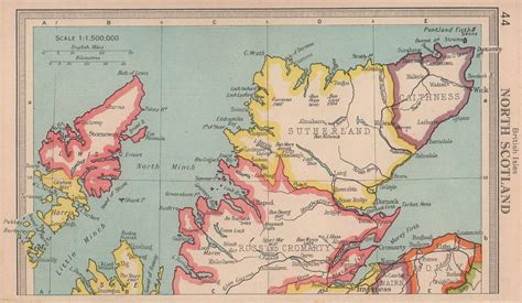 Northern Scotland Highlands Islands BARTHOLOMEW 1949 Old Vintage