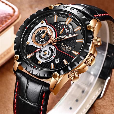 Lige Mens Watches Top Brand Luxury Quartz Gold Watch Men Casual Leather Military Waterproof